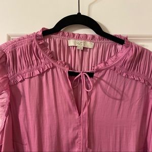 LOFT Plus Pink Tie Front Blouse